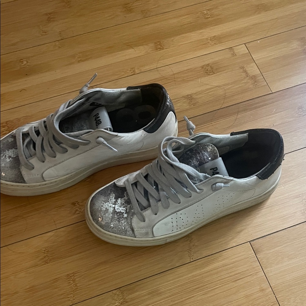P448 Silver and White Women's Sneakers